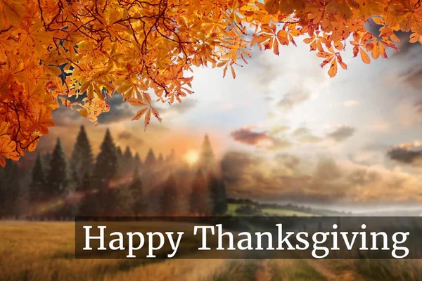 在秋天背景上的感恩节短信 — 图库照片