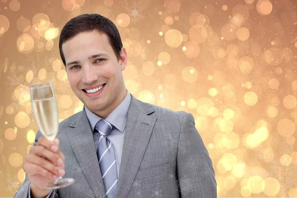 Happy Businessman with Champagne — Stock Photo, Image