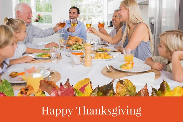 Happy Family and Thanksgiving Message — Stock Photo, Image