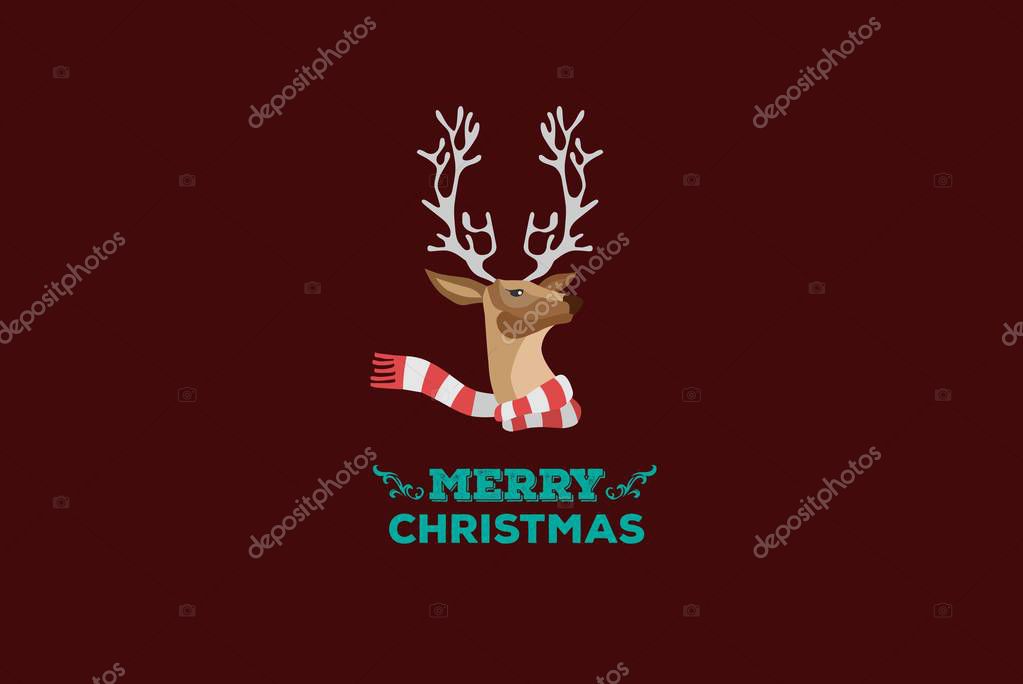 Digital Composite of Christmas Message and Deer on Brown Background