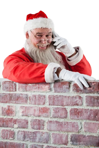 Santa claus mluví na telefonu — Stock fotografie