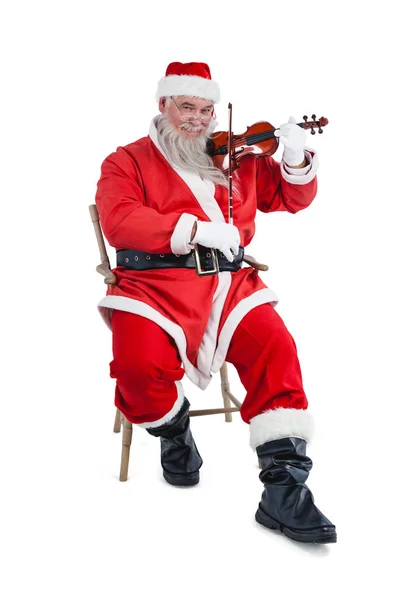 Sorrindo Papai Noel tocando violino — Fotografia de Stock