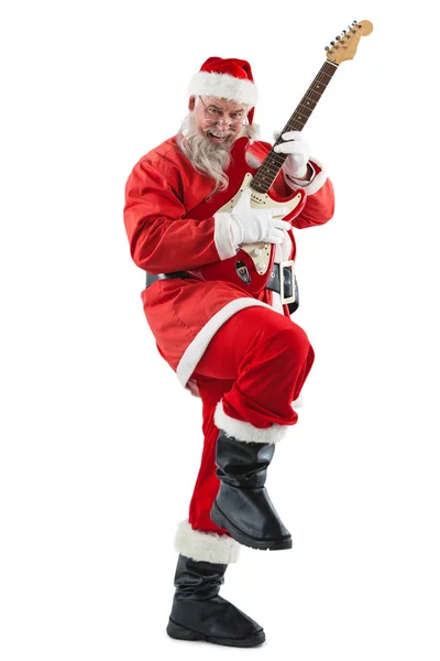 Santa Claus sonriente tocando una guitarra — Foto de Stock