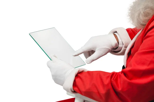 Santa claus using glass — Stock Photo, Image