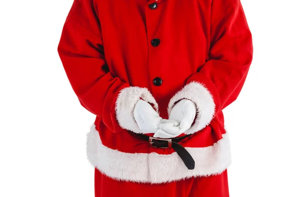 Papai Noel com as mãos xícara — Fotografia de Stock
