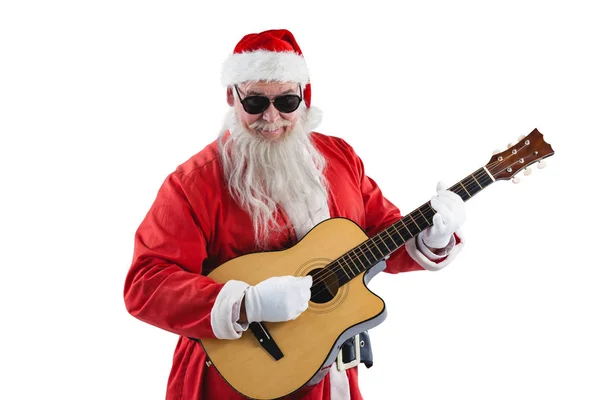 Leende jultomten spelar en gitarr — Stockfoto