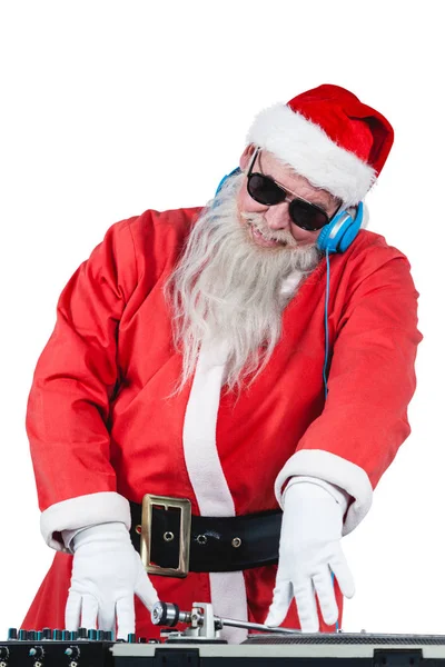 Santa claus spelar en dj — Stockfoto