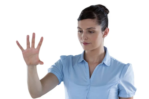 Businesswoman using digital screen — Stock Photo, Image