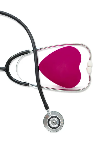 Heart and stethoscope on white — Stock Photo, Image