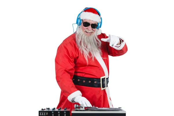 Weihnachtsmann spielt einen DJ — Stockfoto