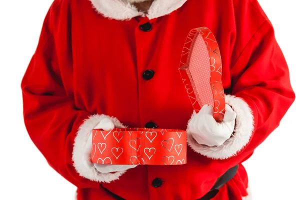 Santa Claus openen van een doos van de gift — Stockfoto