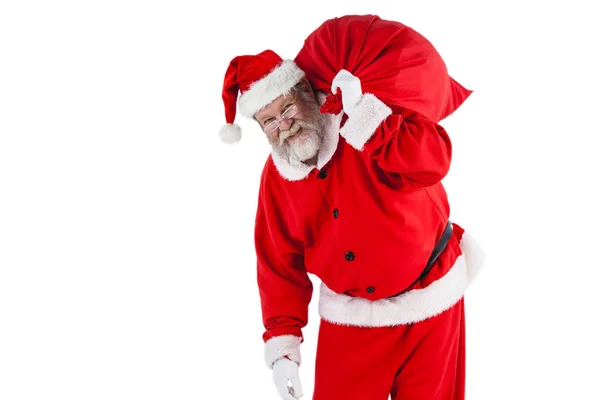 Santa claus drží vánoční košíček — Stock fotografie