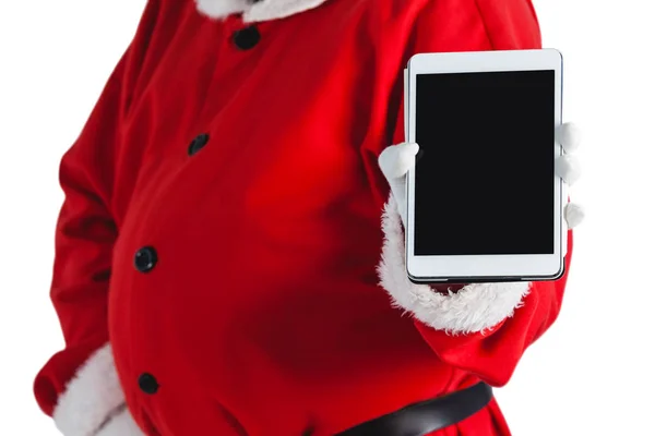 Noel Baba dijital tableti gösteriyor — Stok fotoğraf