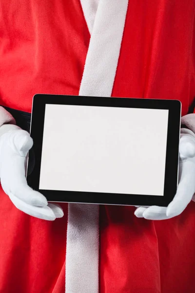 Père Noël tenant tablette numérique — Photo