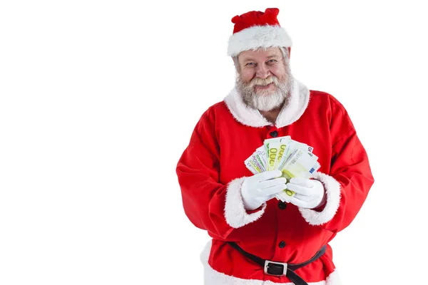 Santa claus showing currency notes — Stock Photo, Image