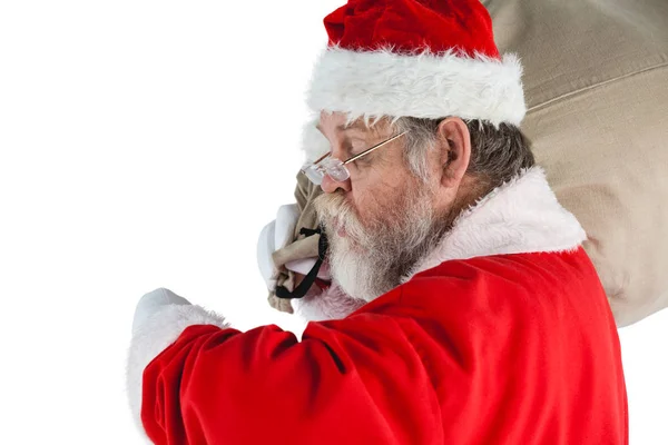 산타 클로스 손목 시계를 보고 — 스톡 사진