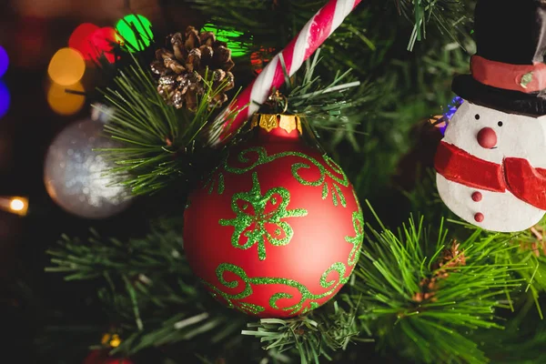 Decorations on christmas tree — Stock Photo, Image