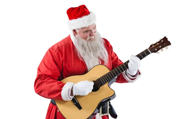 Usmívající se santa claus hraje na kytaru — Stock fotografie