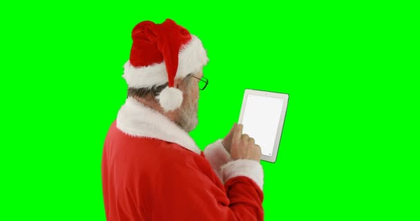 使用数字平板的圣诞老人 — 图库视频影像