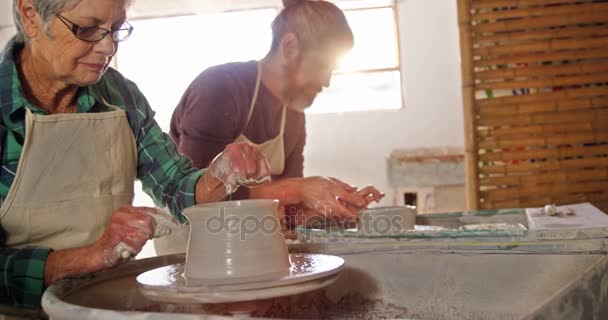 一緒に働く男性と女性の陶芸家 — ストック動画