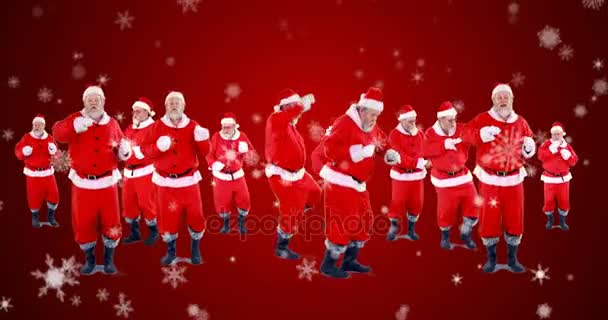Grupo de Santa Claus dançando — Vídeo de Stock