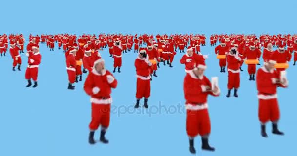 Grupo de Santa Claus bailando — Vídeo de stock