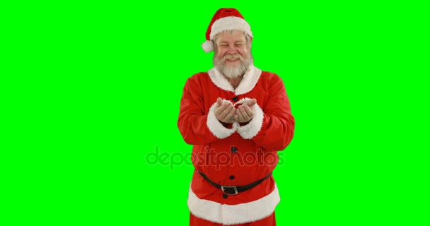 Santa Claus de pie con las manos tapadas — Vídeos de Stock