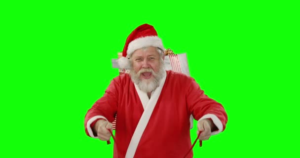 Santa claus paardrijden slee — Stockvideo