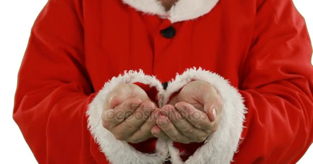 Papai Noel com as mãos xícara — Vídeo de Stock