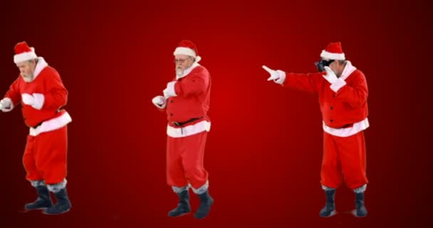 Papai Noel dançando e realizando várias atividades — Vídeo de Stock