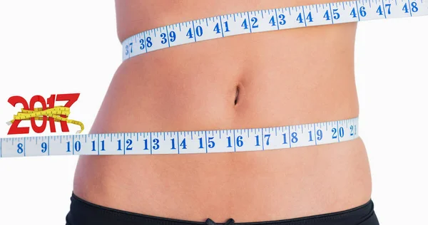 Bauch von Maßband umgeben — Stockfoto