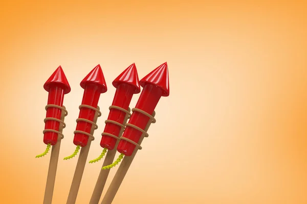 Cohetes para fuegos artificiales contra naranja — Foto de Stock