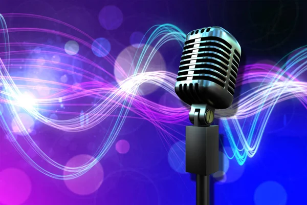 Retro mikrofonen mot lila — Stockfoto