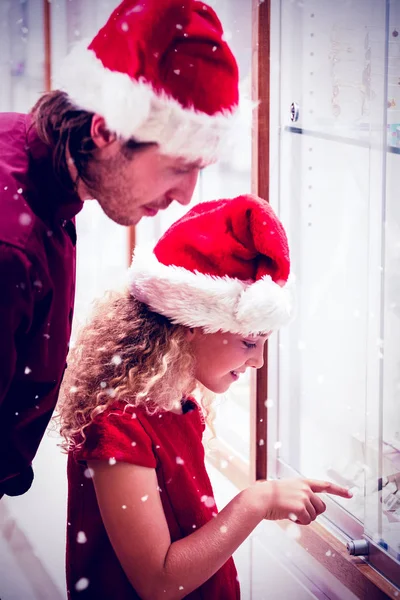 Père et fille en tenue de Noël — Photo