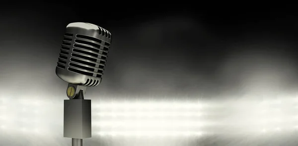 Retro microphone against spotlight — Stock Photo, Image