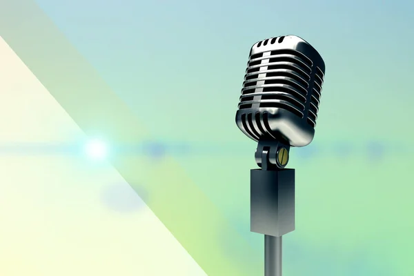 Digitally generated retro chrome microphone — Stock Photo, Image