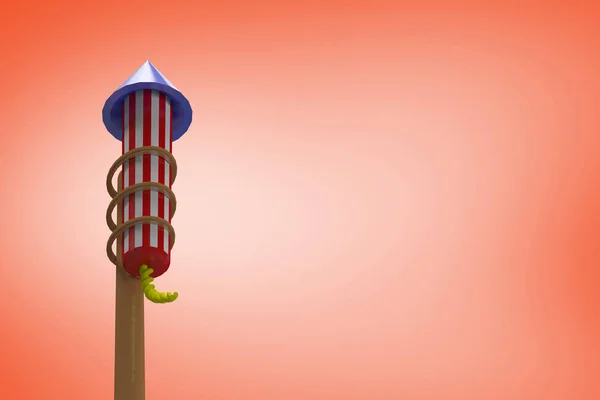 Rocket for fireworks against orange — Stock Photo, Image