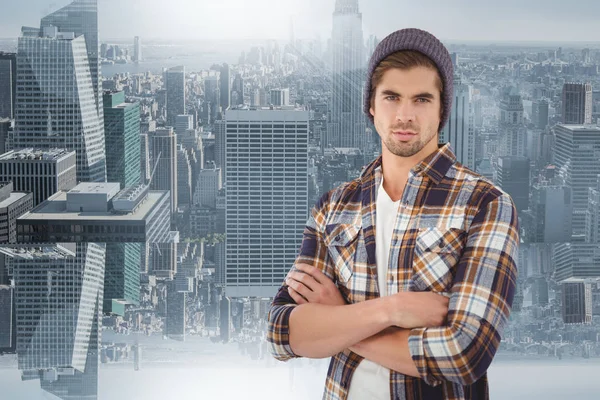 Confident hipster with arms crossed — Stock Photo, Image