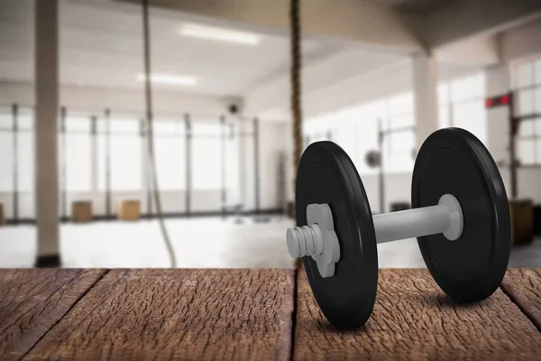 Metallic black dumbbell — Stock Photo, Image