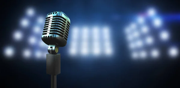 Retro mikrofonen mot av spotlight — Stockfoto