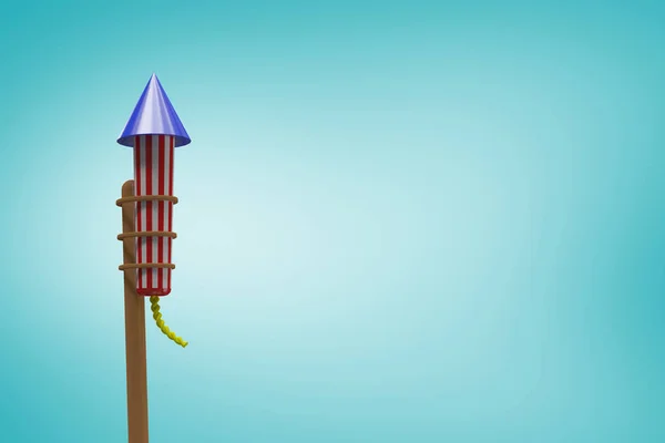 Ракета для фейерверков против голубой виньетки — стоковое фото