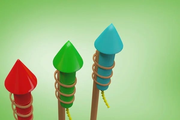 Ракеты для фейерверков против зеленого — стоковое фото