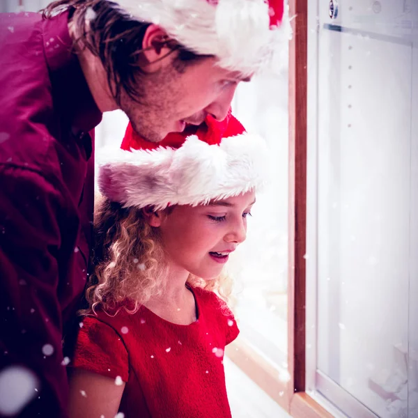 Padre e hija en traje de Navidad — Foto de Stock