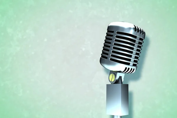 Retro mikrofon pod ścianą, zielony — Zdjęcie stockowe