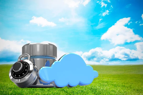 Database server icon with cloud — Stock Photo, Image