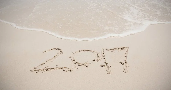 2017 year inscription against beach — Stock Photo, Image