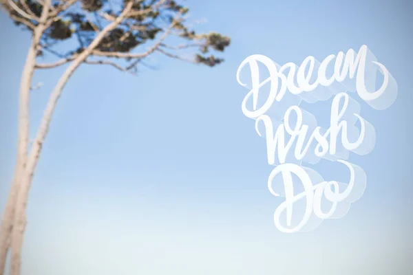 Dream wish do text against view of tree — Stock Photo, Image