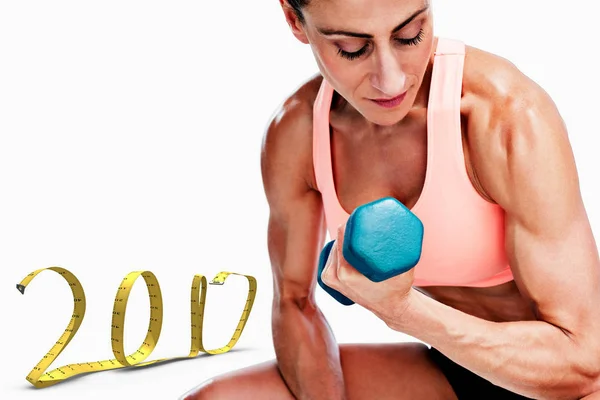 Strong woman doing bicep curl — Stock Photo, Image