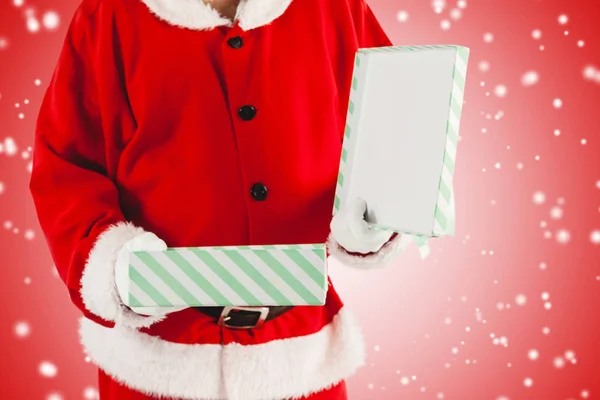 Santa claus opening gift box — Stock Photo, Image