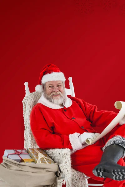 Happy santa claus bedrijf scroll — Stockfoto